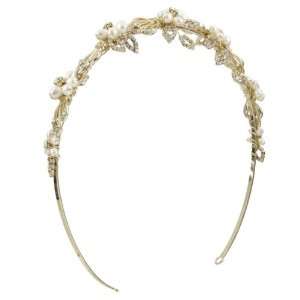  Alyses Pearl Flower Headband   Gold   Final Sale 