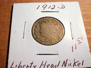 Liberty Head Nickel 1912 D.GradeFine.*Problemcleaned.