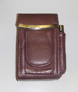 New Genuine Leather Hard Cigarette Case Flip Top   BURGUNDY/WINE 