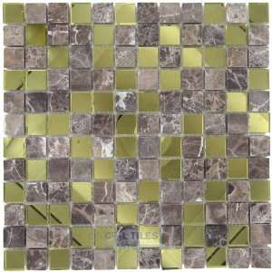  Optimal tile   1 x 1 glass & stone mosaic in oro pietra 