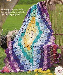Radiating Diamonds Annies Crochet Scrap Afghan Pattern Leaflet  