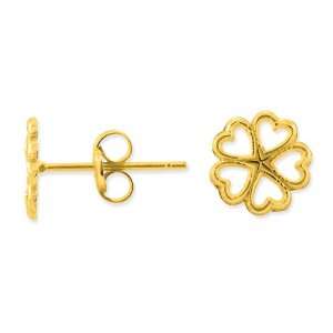  14k Gold Five Hearts Circle Post Earrings: Jewelry