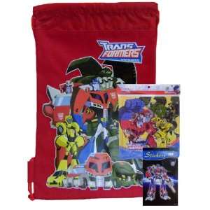 Transformers Animated Drawstring Red + Stickers & Puzzle 