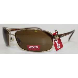  Levi Sunglasses Shiny Gold Brown Metal Aviator 105 03A 