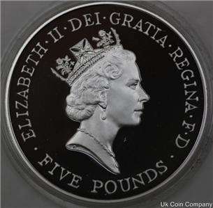 1996 QUEEN 70TH BIRTHDAY £5 SILVER PROOF CROWN COIN COA  