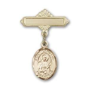   Lellis Charm and Polished Badge Pin St. Camillus of Lellis is the