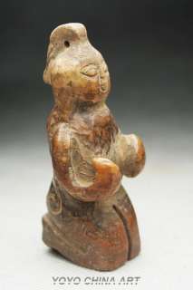 Old Jade Carved Kneel Lady Statue 1116Y  
