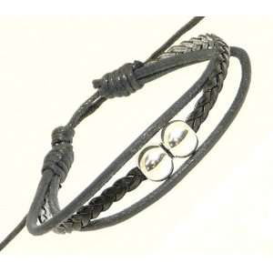 Neptune Giftware Double Black Leather Strap, Cord & Plaited Strap Surf 