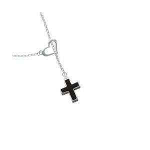   Cross with Decorated Sides Heart Lariat Charm Necklace Arts, Crafts