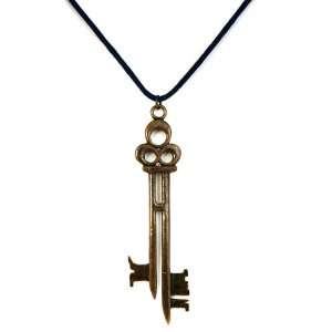  Extra Large Gothic Brass Key Pendant Necklace: Jewelry