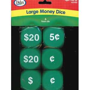  Large Foam Money Dice (Set of 6): Toys & Games