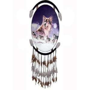   24 x 16 Oval Dream Catcher Wolf Picture Large Moon: Home & Kitchen