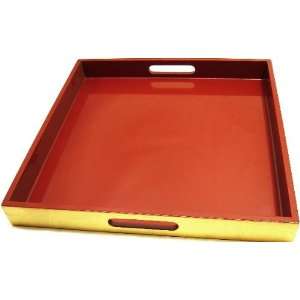   Gold Leaf Lacquer Square Serving Tray 