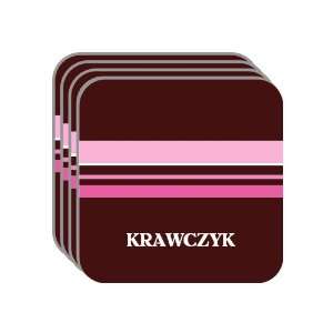 Personal Name Gift   KRAWCZYK Set of 4 Mini Mousepad Coasters (pink 