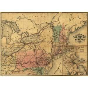    1859 railroad map northeastern United States: Home & Kitchen