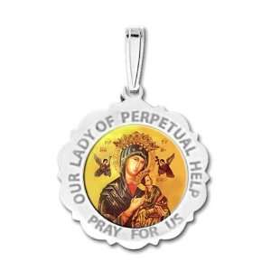  Our Lady Of Perpetual Help Scalloped Round Medal Color 