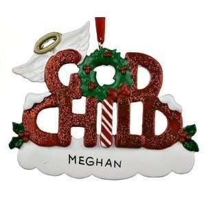  Personalized God Child Letters Christmas Ornament: Home 