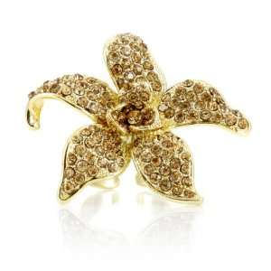  Adelies Adjustable Tropical Flower Ring   Gold 