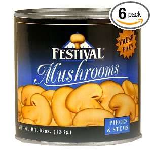 Festival Mushrooms Pieces and Stems Fresh Pack, 16 Ounce (Pack of 6)