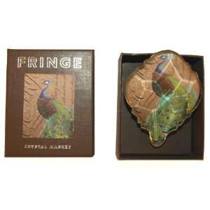   Peacock Crystal Glass Decoupage Drop Shaped Magnet