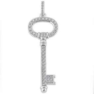   : 14k .43 Dwt Diamond White Gold Key Charm 45mm   JewelryWeb: Jewelry