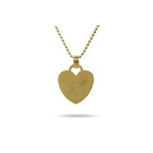   Engravable Heart with Rose Engravable Gold Heart Tag Pendant Jewelry