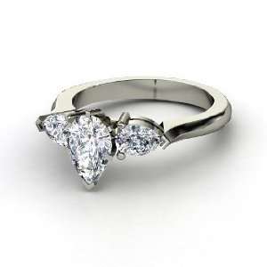  Triple Pear Ring, Pear Diamond Platinum Ring Jewelry