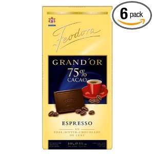 Feodora GrandOr 75% Cocoa Espresso Bar, 3.5 Ounce (Pack of 6):  