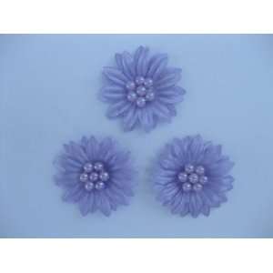  40pc Purple Beaded Daisy Flowers Applique Embellishment 