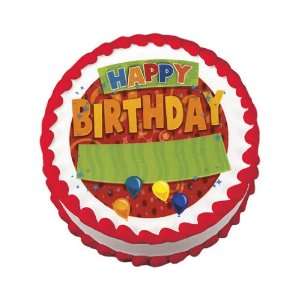 Edible Birthday Party Cake Decal (1 pc):  Grocery & Gourmet 