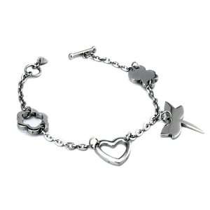  Stainless Steel Ladies Butterfly, Heart and Clover Charm 