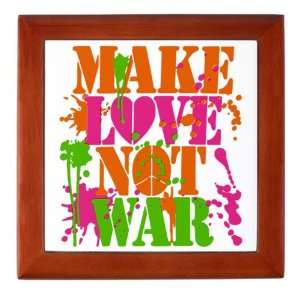  Keepsake Box Mahogany Make Love Not War Peace Symbol Sign 