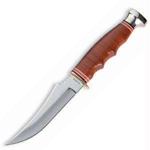  Ka Bar Skinner, 8.25 in., Stacked Leather Handle, Leather 