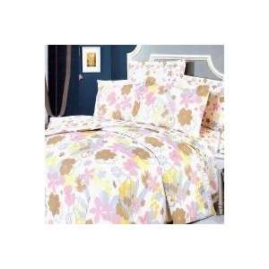  Blancho Bedding   [Pink Brown Flowers] 100% Cotton 4PC 