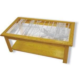  Glass Top Coffee Table With Duck Hunting Etched Glass   Duck Hunting 