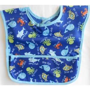  Easy to Clean Blue Baby Bib   Sea Creatures Baby