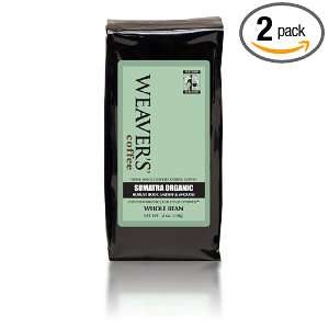 Weavers Coffee and Tea, Sumatra Organic Whole Bean Coffee, 12 Ounce 