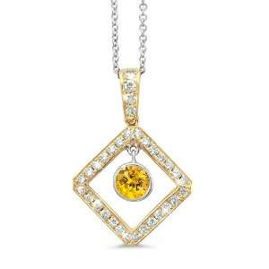 Diagonal Square And Circle Diamond Pendant In 18K Yellow Gold With A 0 