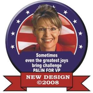  John Mccain Sarah Palin Political Button   Joy Quote 