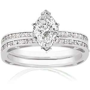  0.80 Ct Marquise Cut Diamond Engagement Wedding Rings Set 