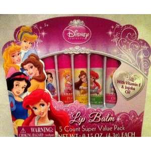  Disney Princess Flavored Lip Balm Set   5 Tubes: Health 
