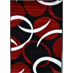   Red Black 5x7 Area Rugs Carpet Modern Abstract New: Home & Kitchen