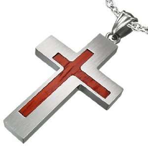  Wood Cross Necklace For Men Reversible 