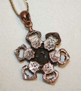 Pretty Coppertoned Flower Red Pink Pendant Necklace  