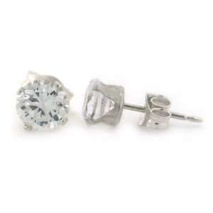   Silver Brilliant Round Cut CZ Stud Earrings   5mm: TrendToGo: Jewelry