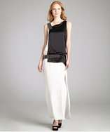 The Eternal white and black silk satin studded colorblock maxi dress 