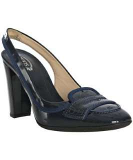 Tods dark blue patent Jodie Chanel slingback pumps   up to 