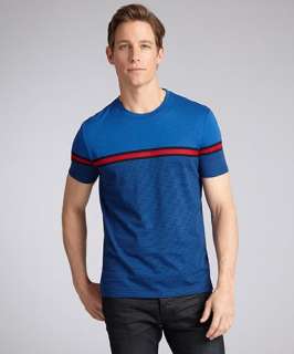 Gucci blue striped cotton web stripe short sleeve t shirt