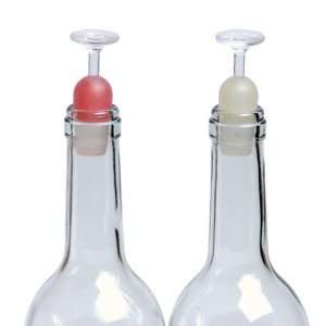  Wine Glass Shape Bottle Stopper in Red and White   Pack of 