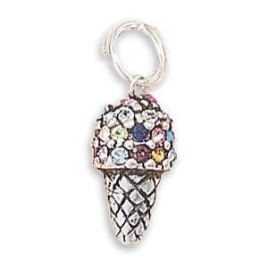   Multicolor Crystal Ice Cream Cone Charm West Coast Jewelry Jewelry